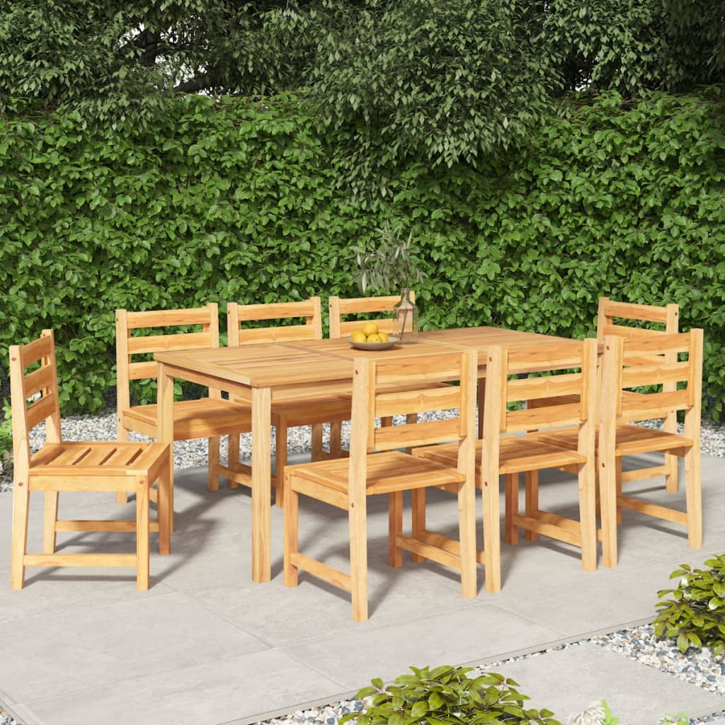 9 Piece Garden Dining Set Solid Wood Teak - Merkel Designers