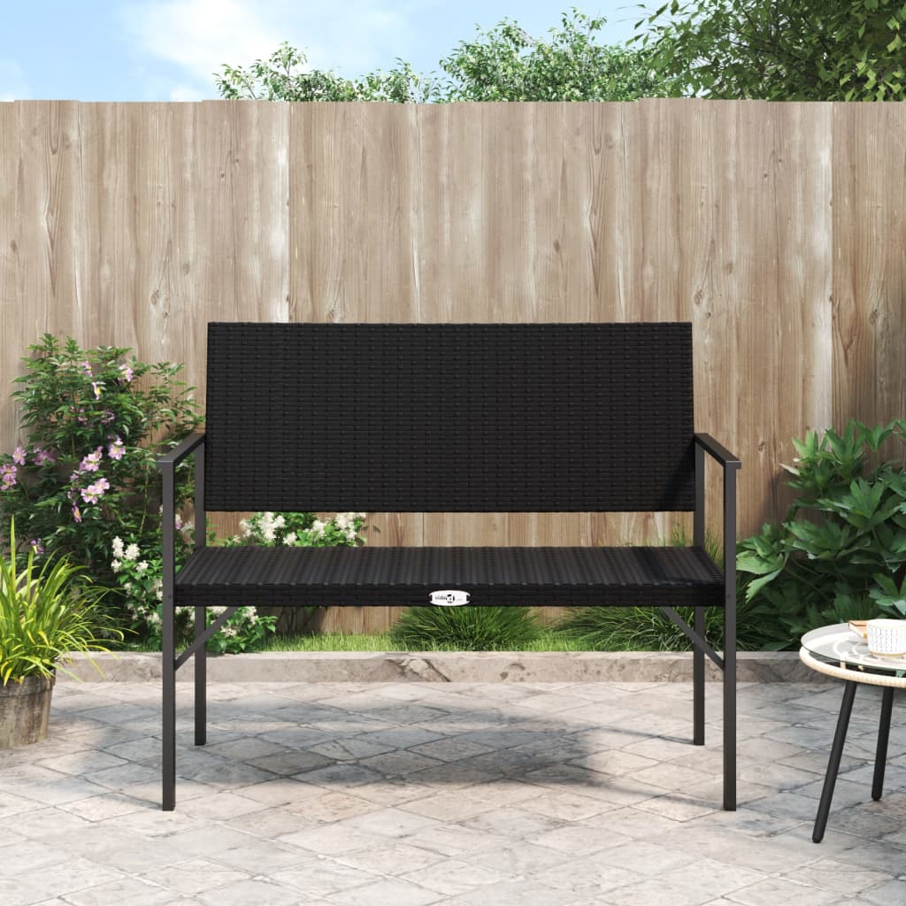 2-Seater Garden Bench Black Poly Rattan - Tyrell & Tyrell