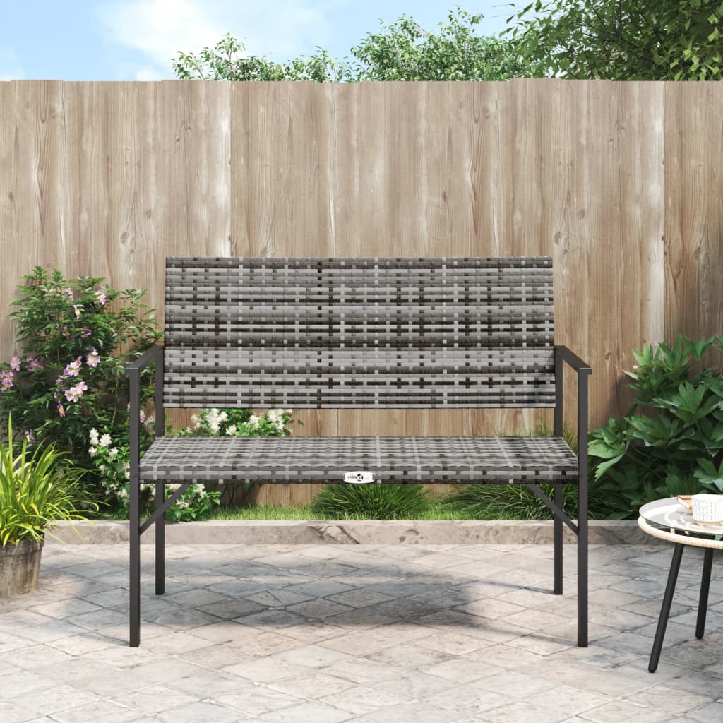 2-Seater Garden Bench Grey Poly Rattan - Sid & Sam