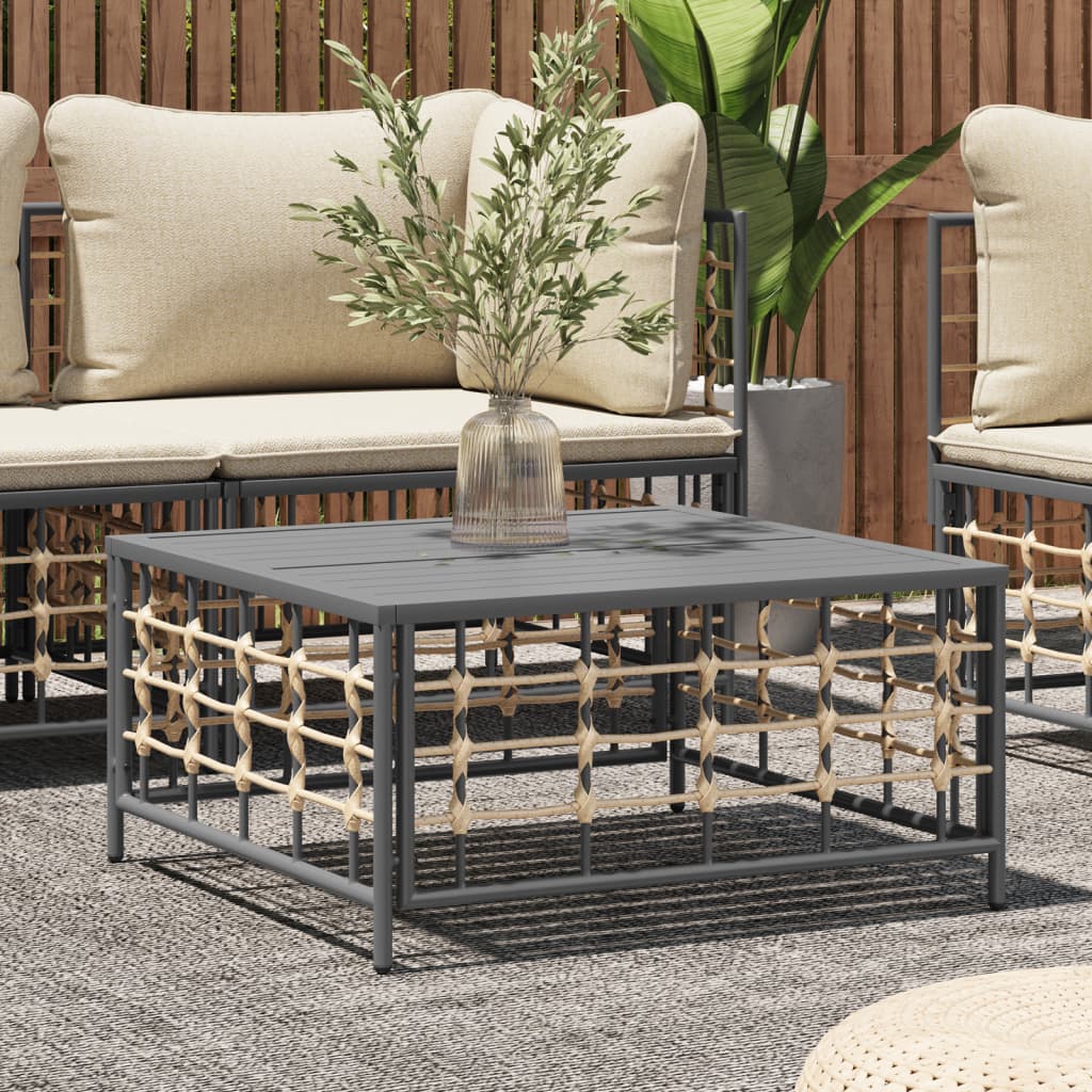 Garden Table Anthracite 70x70x34 cm Poly Rattan - Millennium Furniture
