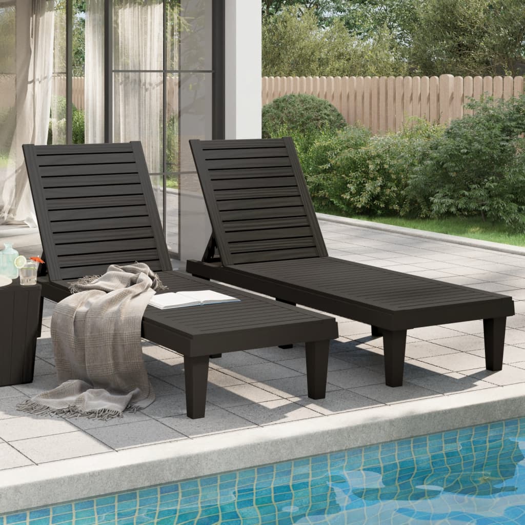 Sun Loungers 2 pcs Black 155x58x83 cm Polypropylene - Sid & Sam