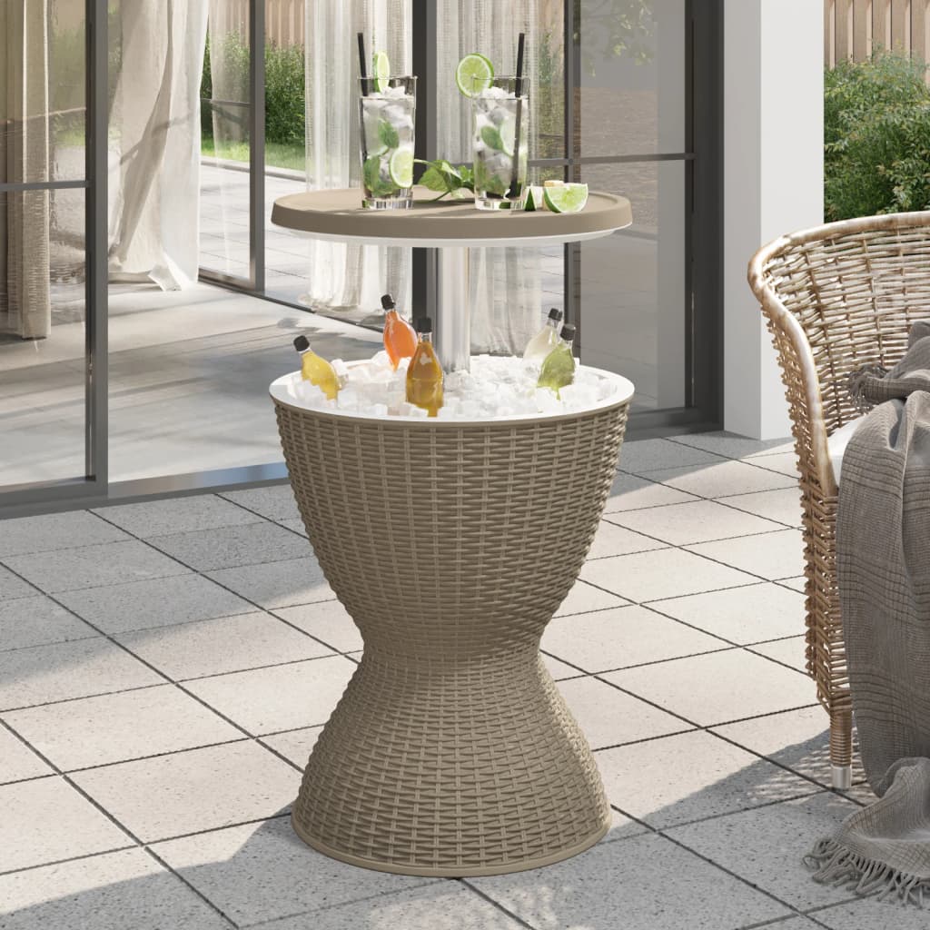 3-in-1 Ice Cooler Table Light Brown Polypropylene - Style and Chic