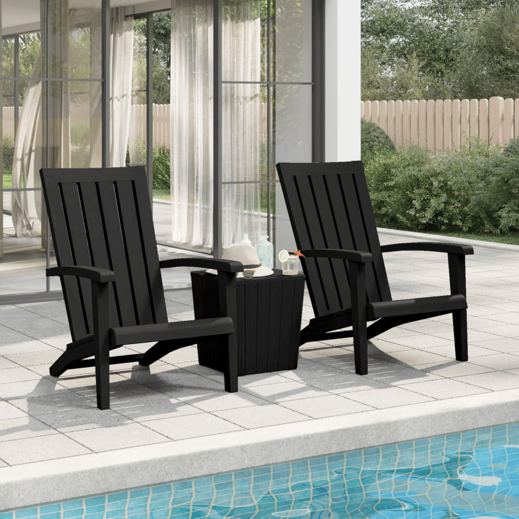 Garden Adirondack Chairs 2 pcs Black Polypropylene - All Things Good