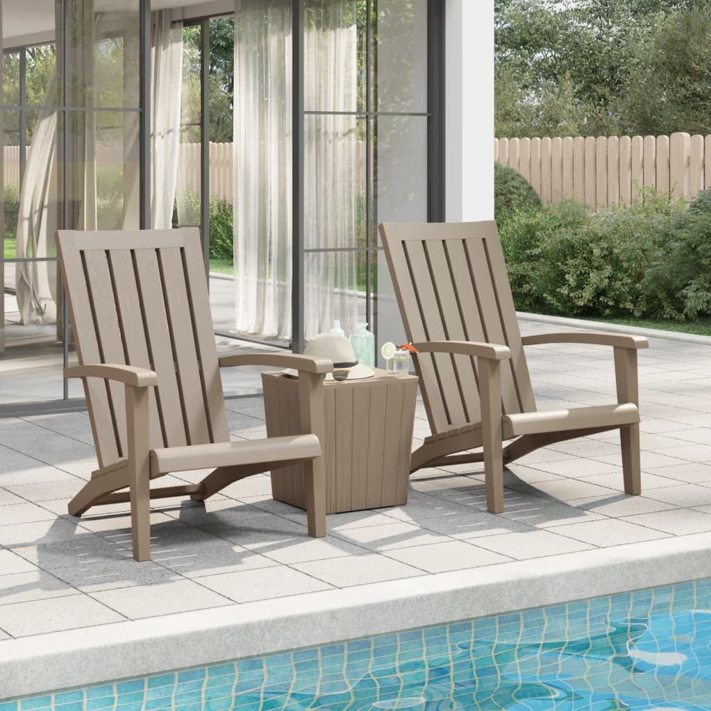 Garden Adirondack Chairs 2 pcs Light Brown Polypropylene - Brittle & Co