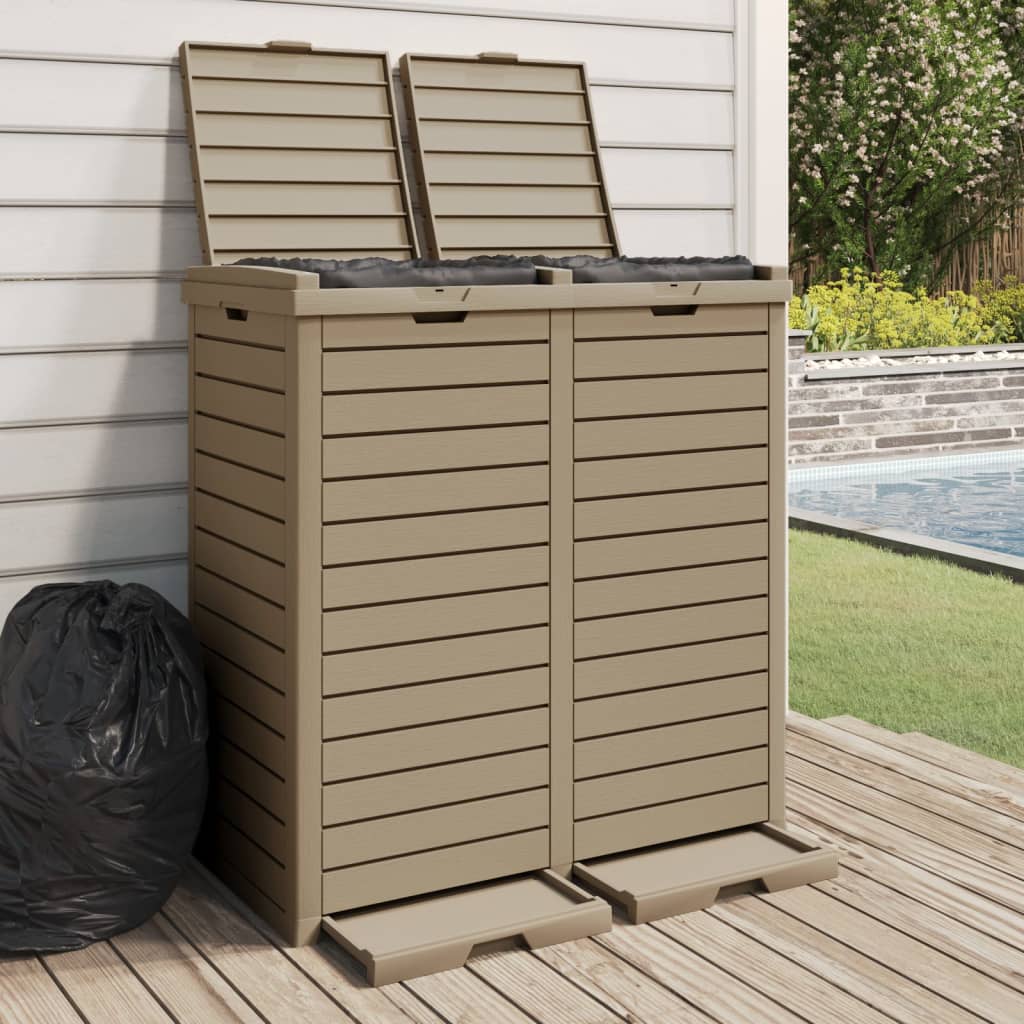 Outdoor Garbage Bin Light Brown 78x41x86 cm Polypropylene - Merlin Deals