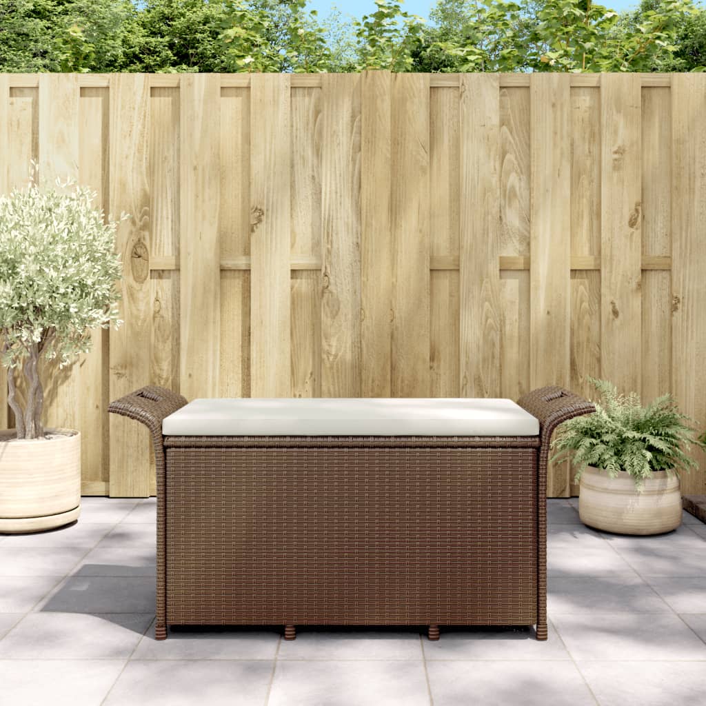 Garden Bench with Cushion Brown 116x46x57 cm Poly Rattan - Style and Chic