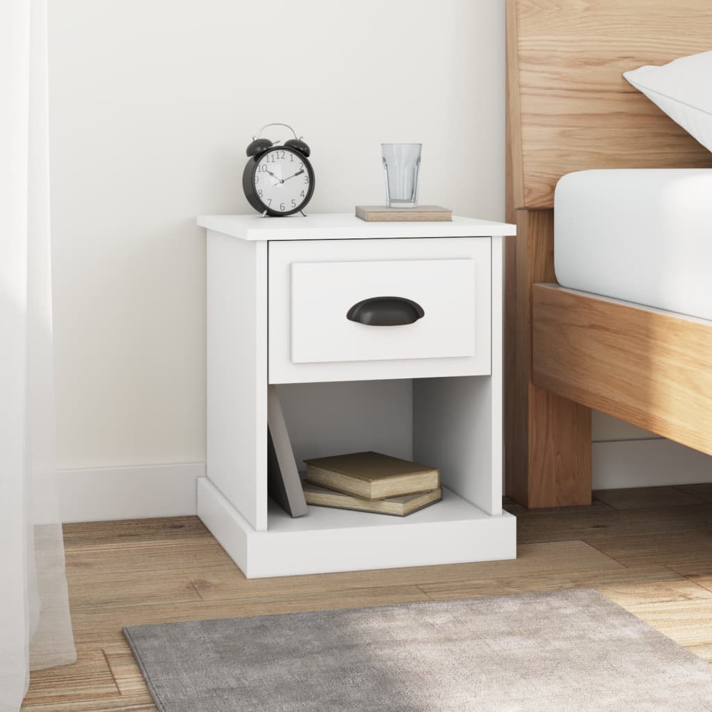 Bedside Table - DESIO 2 Piece Nightstand White 39cm - Merkel Designers