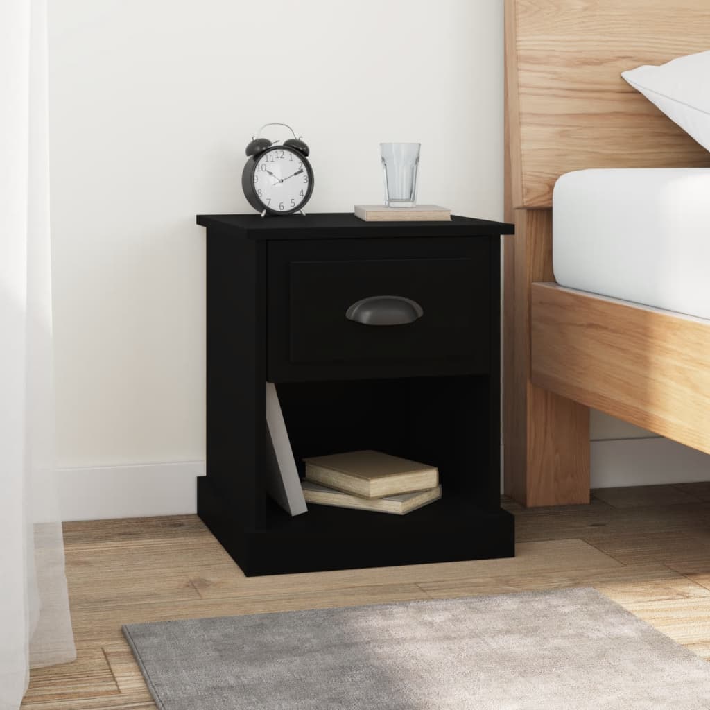 Bedside Table - DESIO Kai 2 Piece Nightstand Black 39cm - R and M Furniture