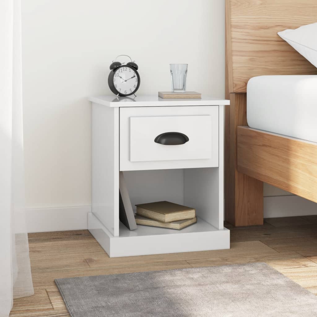 Bedside Cabinets 2 pcs High Gloss White 39x39x47.5 cm Engineered Wood - Millennium Furniture