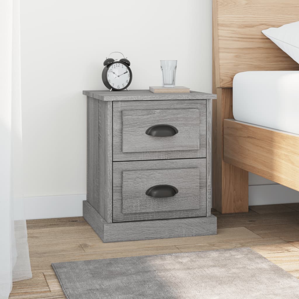 Bedside Table - DESIO Glen 2 Piece Nightstand Grey Sonoma 39cm - Merkel Designers