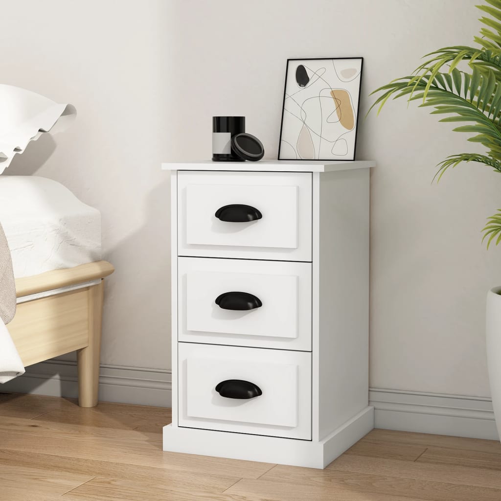 Bedside Table - HAWTHORNE Nightstand White 39cm - Sid & Sam