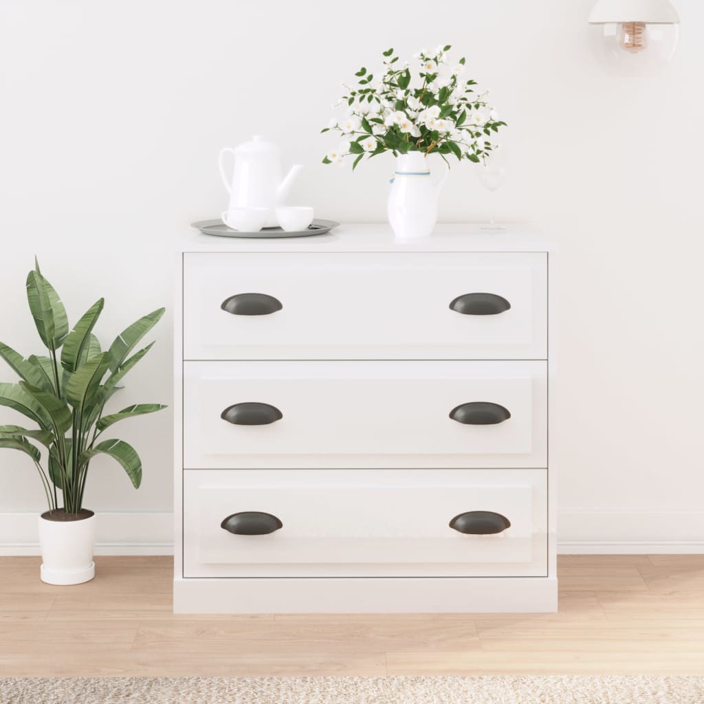 Sideboard High Gloss White 70x35.5x67.5 cm Engineered Wood - Merkel Designers