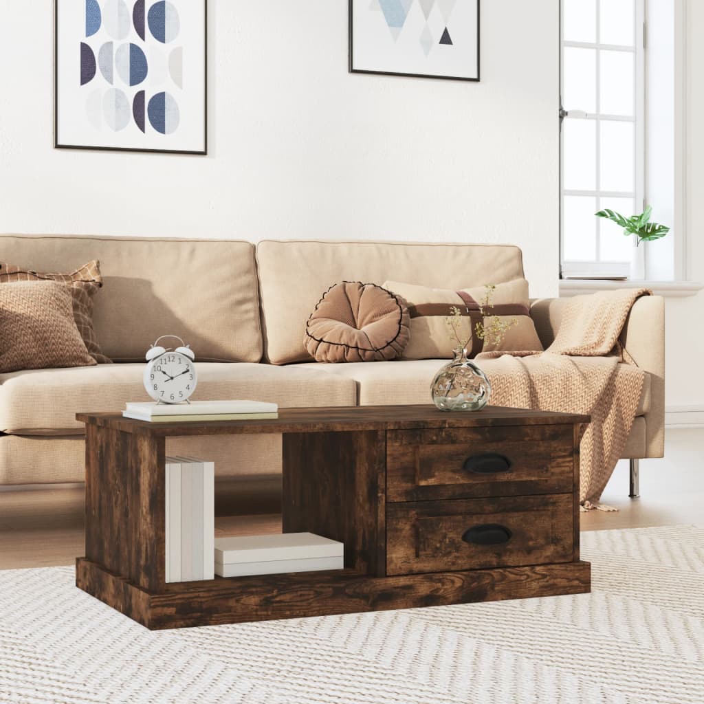 Coffee Table Smoked Oak 90x50x35 cm Engineered Wood - Merlin Deals