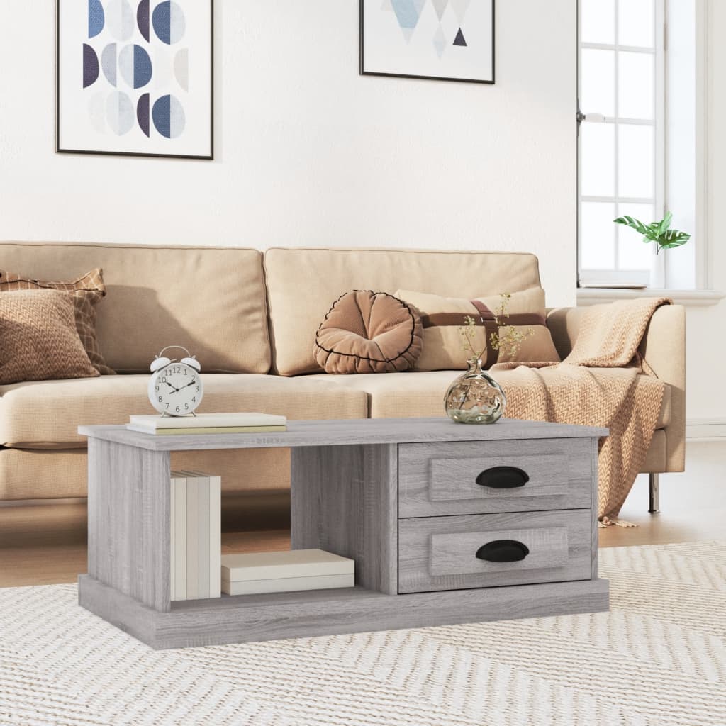 Coffee Table Grey Sonoma 90x50x35 cm Engineered Wood - Merlin Deals