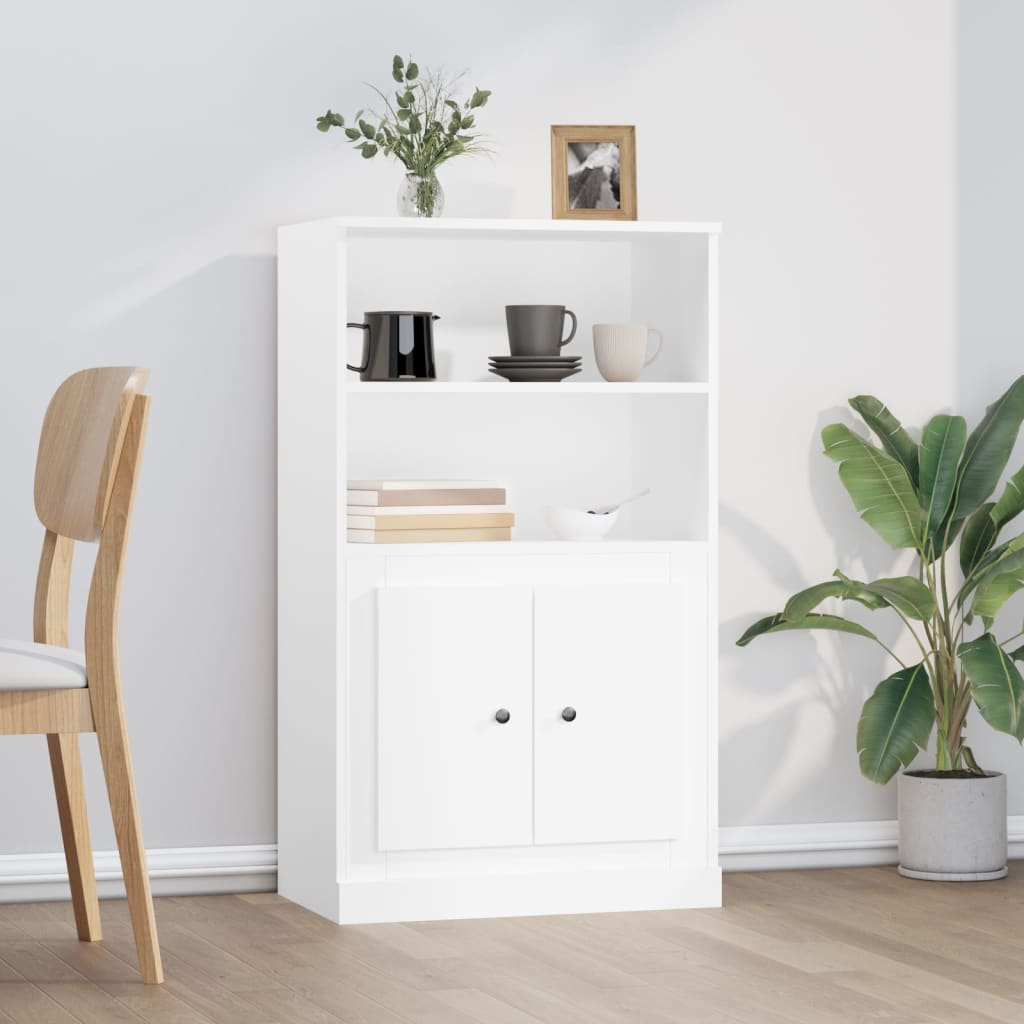 Highboard White 60x35.5x103.5 cm Engineered Wood - Decor Base