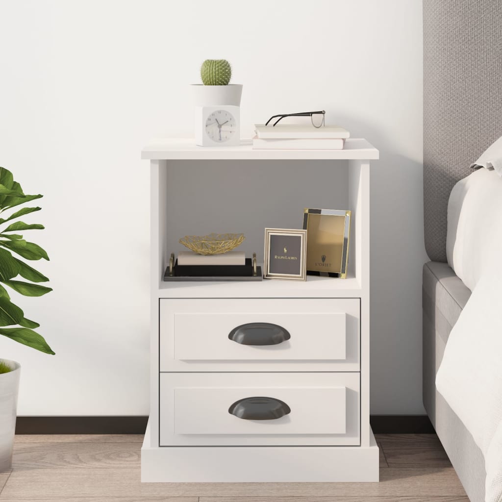 Bedside Table - HOLLAND Nightstand White 43cm - Unbeatable Bargains