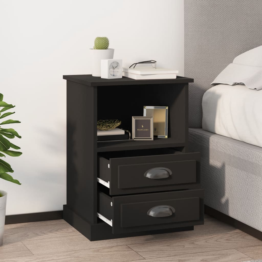 Bedside Cabinets 2 pcs Black 43x36x60 cm - Casper Homes