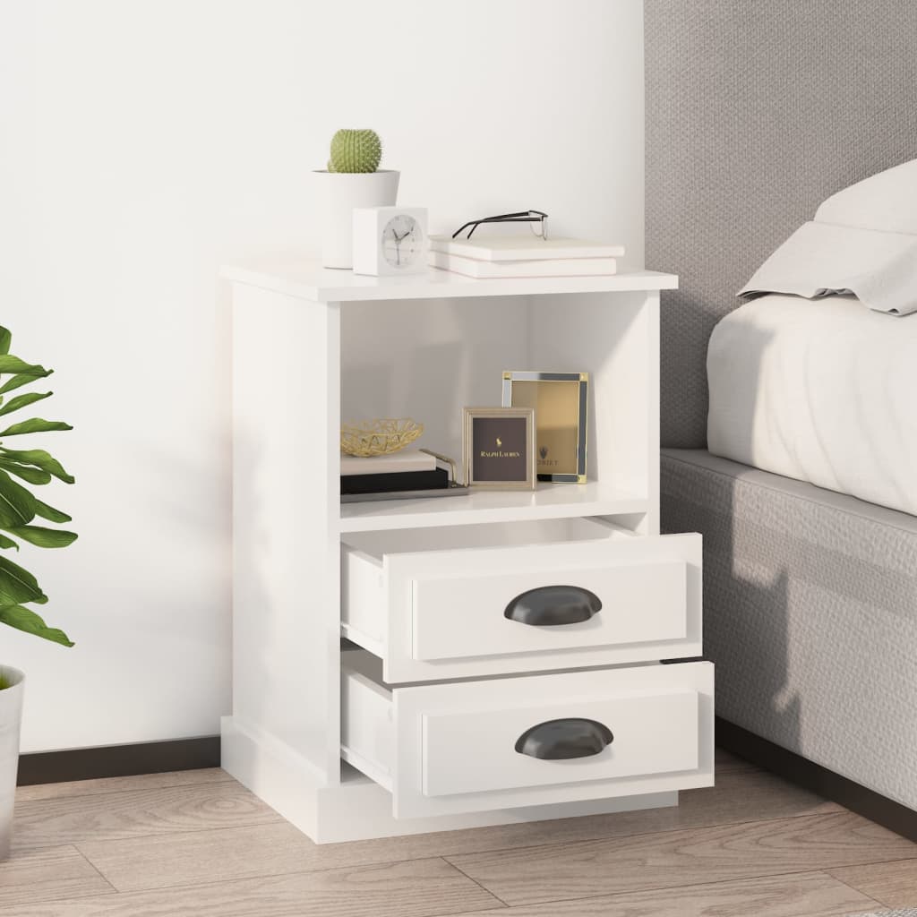 Bedside Cabinets 2 pcs High Gloss White 43x36x60 cm - Casper Homes