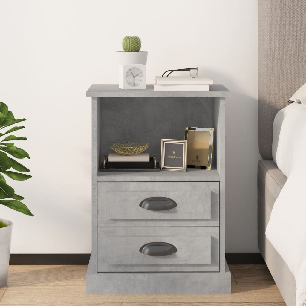 Bedside Table - HOLLAND Nightstand Concrete Grey 43cm - Tyrell & Tyrell