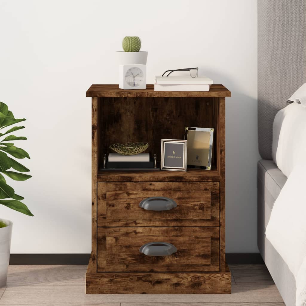 Bedside Cabinet Smoked Oak 43x36x60 cm - Sid & Sam