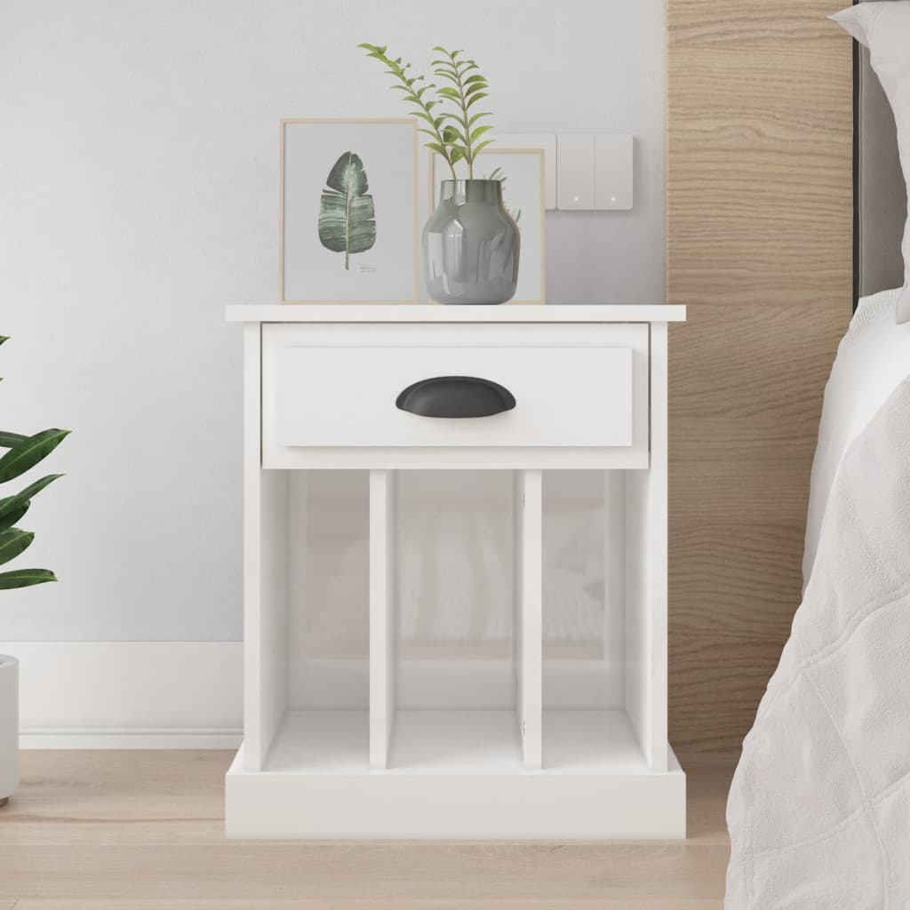 Bedside Table - HONOLULU Nightstand High Gloss White 43cm - Tyrell & Tyrell