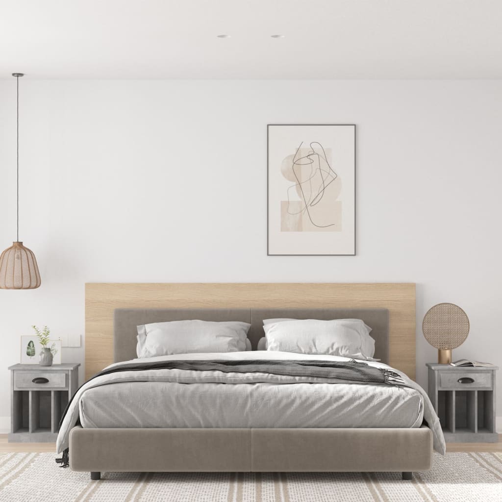 Bedside Cabinets 2 pcs Concrete Grey 43x36x50 cm - Millennium Furniture