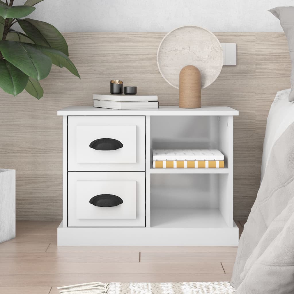 Bedside Cabinet High Gloss White 60x35.5x45 cm - Sid & Sam