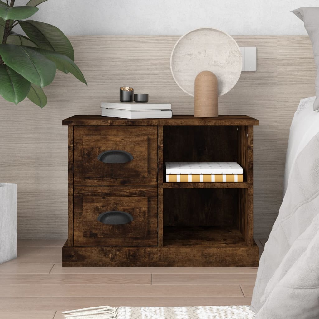 Bedside Cabinet Smoked Oak 60x35.5x45 cm - Casper Homes