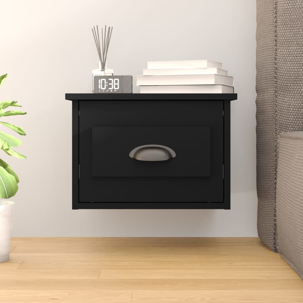 Wall-mounted Bedside Cabinet Black 41.5x36x28cm - Sid & Sam
