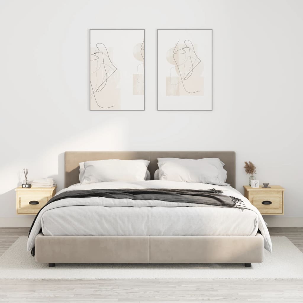 Wall-mounted Bedside Cabinets 2 pcs Sonoma Oak 41.5x36x28cm - Tyrell & Tyrell
