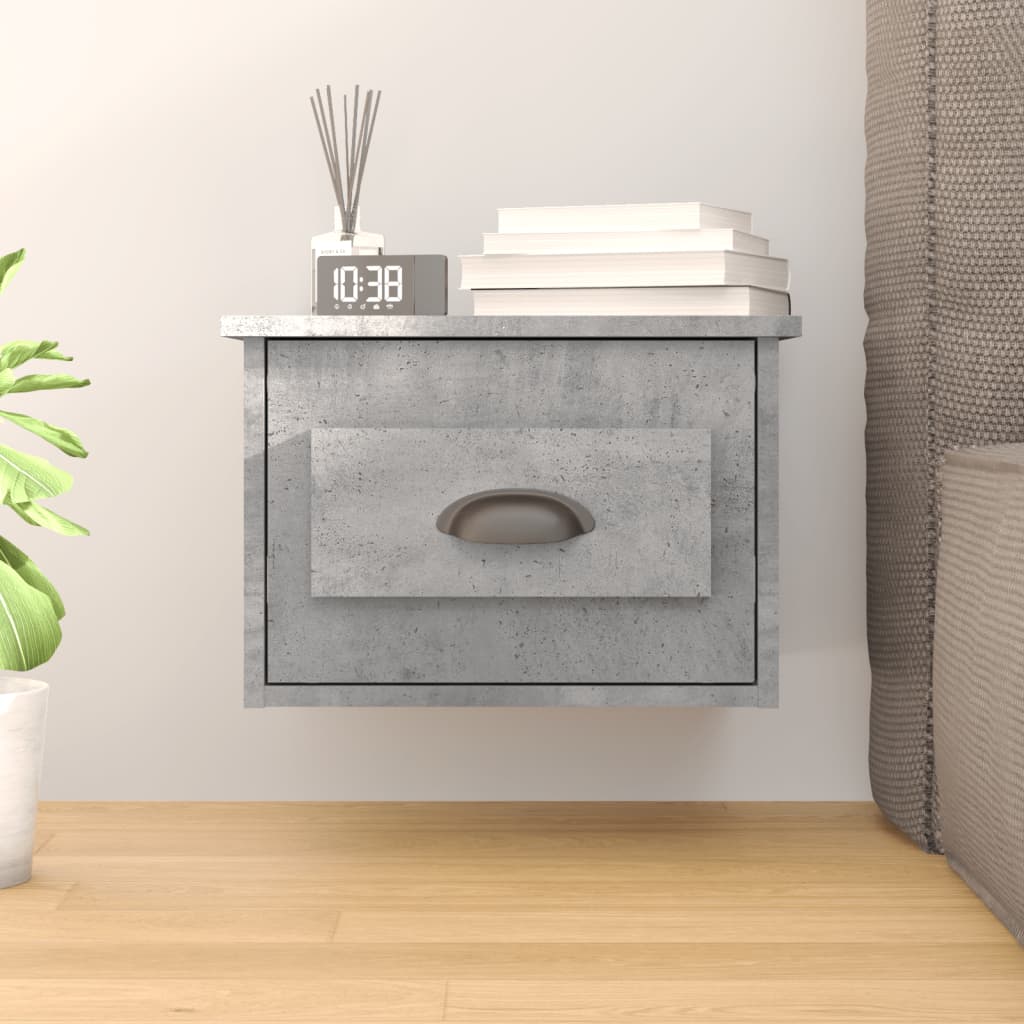 Wall-mounted Bedside Cabinet Concrete Grey 41.5x36x28cm - Sid & Sam