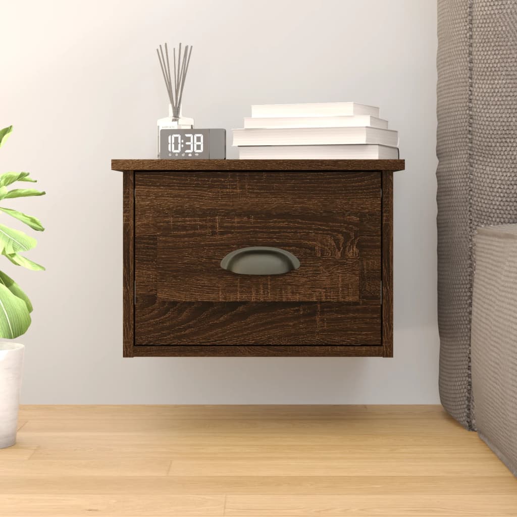 Wall-mounted Bedside Cabinet Brown Oak 41.5x36x28cm - Sid & Sam