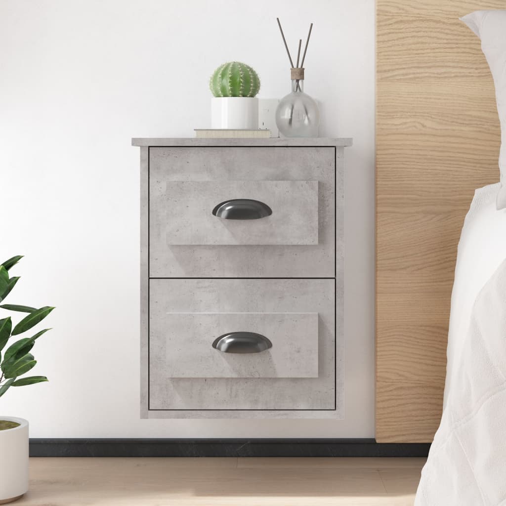 Wall-mounted Bedside Cabinet Concrete Grey 41.5x36x53cm - Sid & Sam