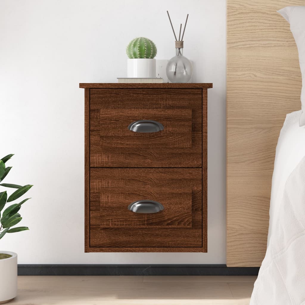 Bedside Table - LAREDO 2 Piece Nightstand Brown Oak 41.5cm - Tyrell & Tyrell