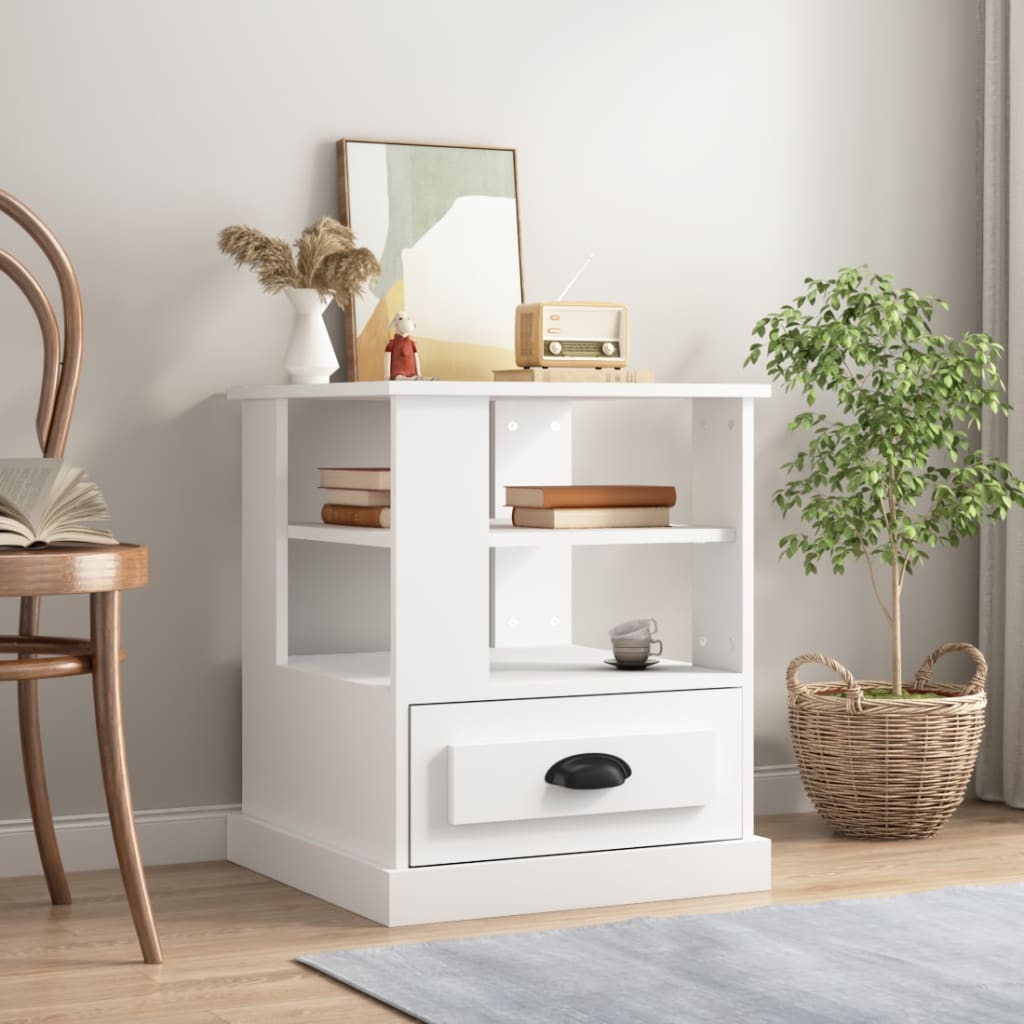 Side Table White 50x50x60 cm Engineered Wood - Direct Imports