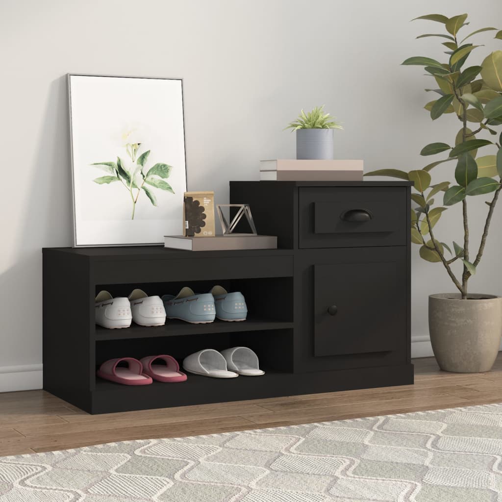 Shoe Cabinet Black 100x42x60 cm Engineered Wood - Millennium Furniture