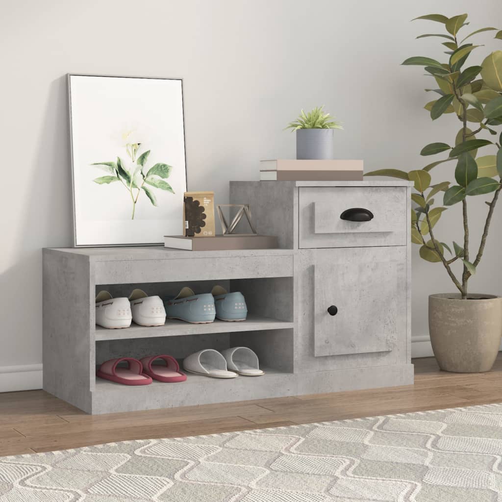 Shoe Cabinet Concrete Grey 100x42x60 cm Engineered Wood - Millennium Furniture