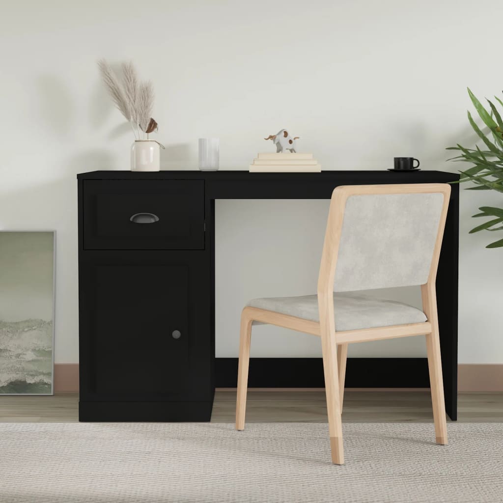 Desk with Drawer Black 115x50x75 cm Engineered Wood - Sid & Sam