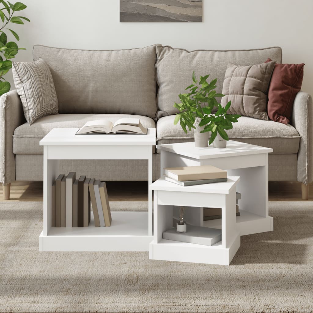Coffee Tables 3 pcs White Engineered Wood - R and M Furniture