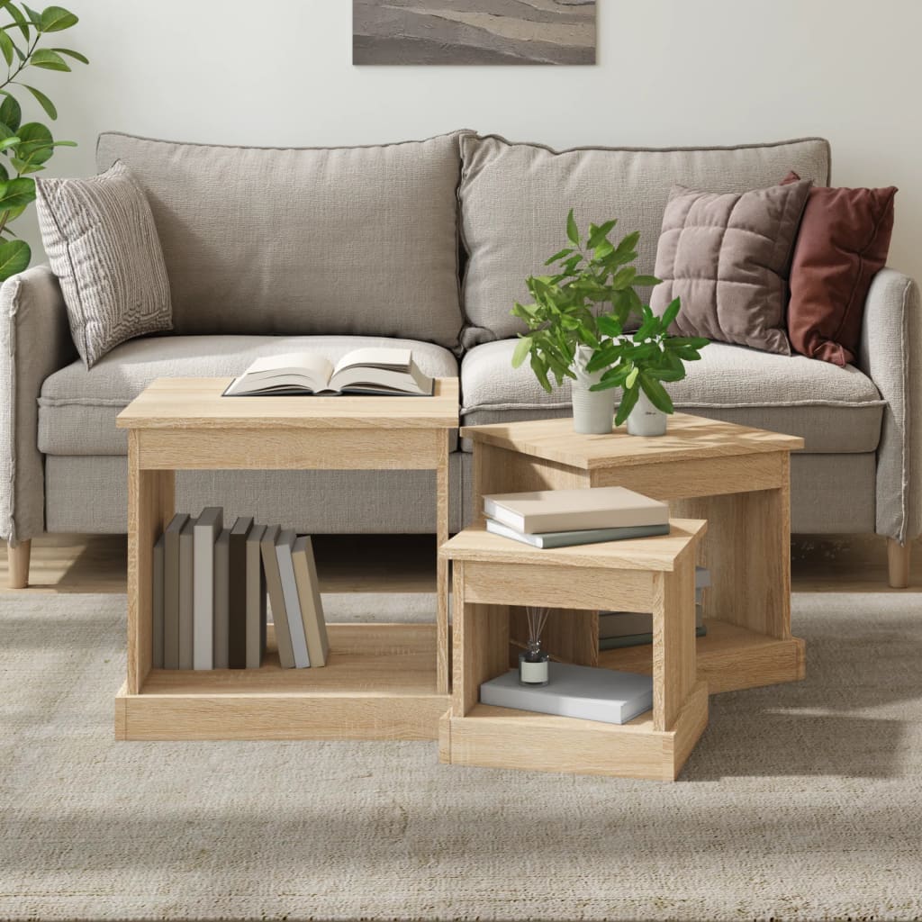 Coffee Tables 3 pcs Sonoma Oak Engineered Wood - The Home Maker