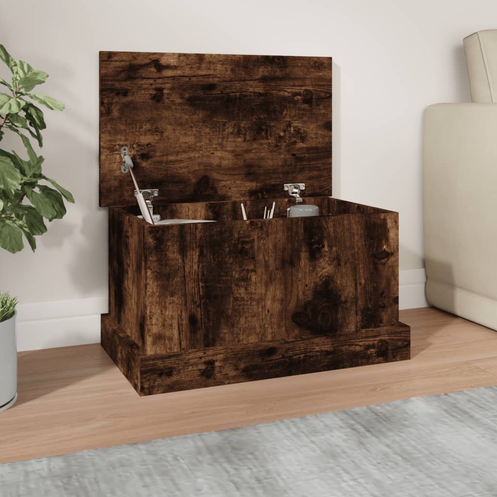 Storage Box Smoked Oak 50x30x28 cm Engineered Wood - Unbeatable Bargains