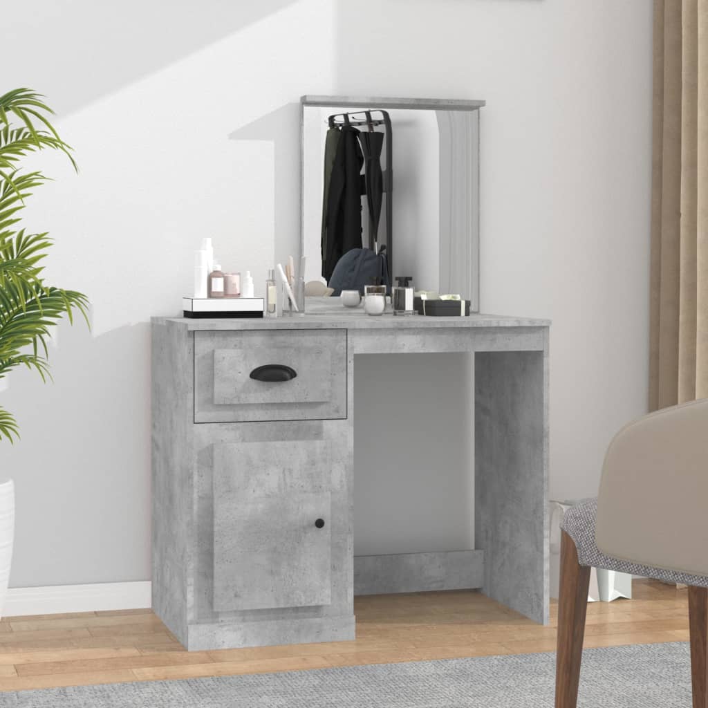 Dressing Table with Mirror Concrete Grey 90x50x132.5 cm Engineered Wood - Millennium Furniture