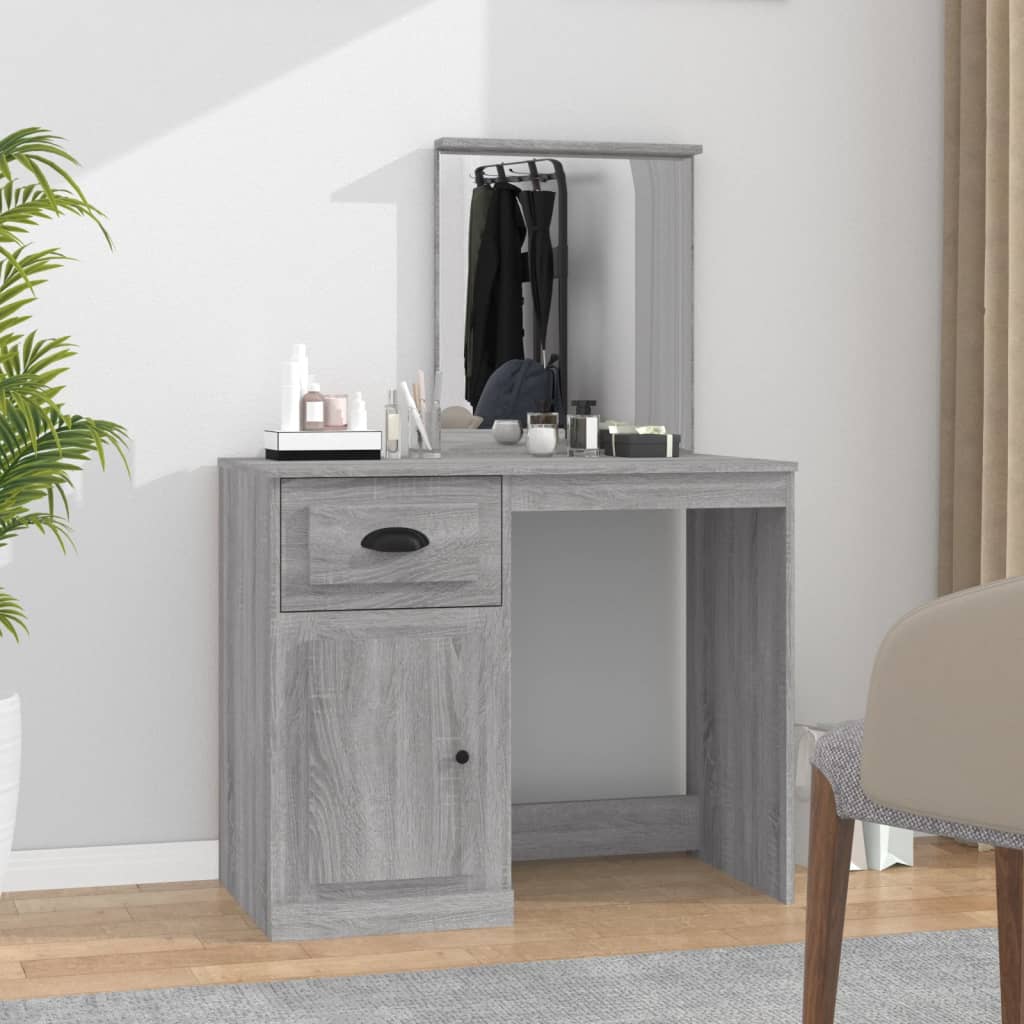 Dressing Table with Mirror Grey Sonona 90x50x132.5 cm Engineered Wood - Millennium Furniture