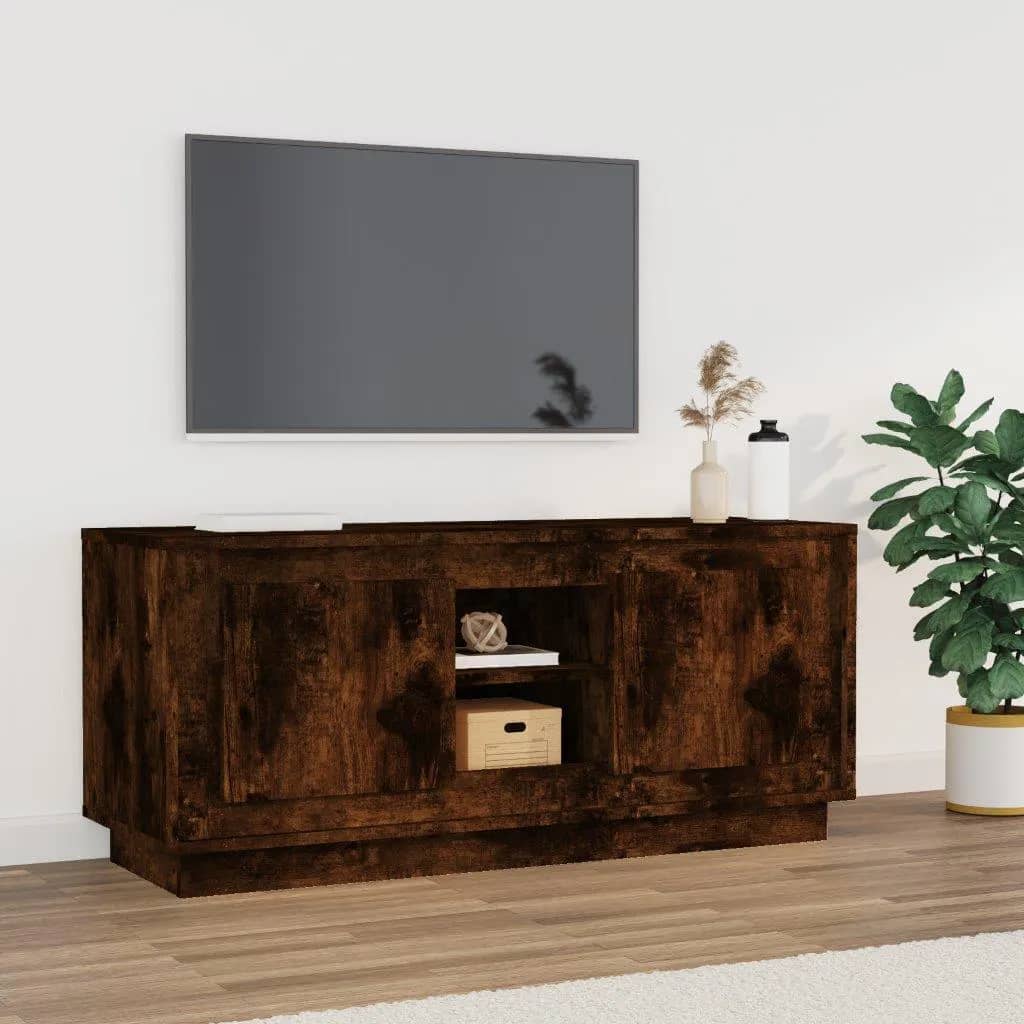 TV Cabinet Smoked Oak 102x35x45 cm Engineered Wood - Tyrell & Tyrell