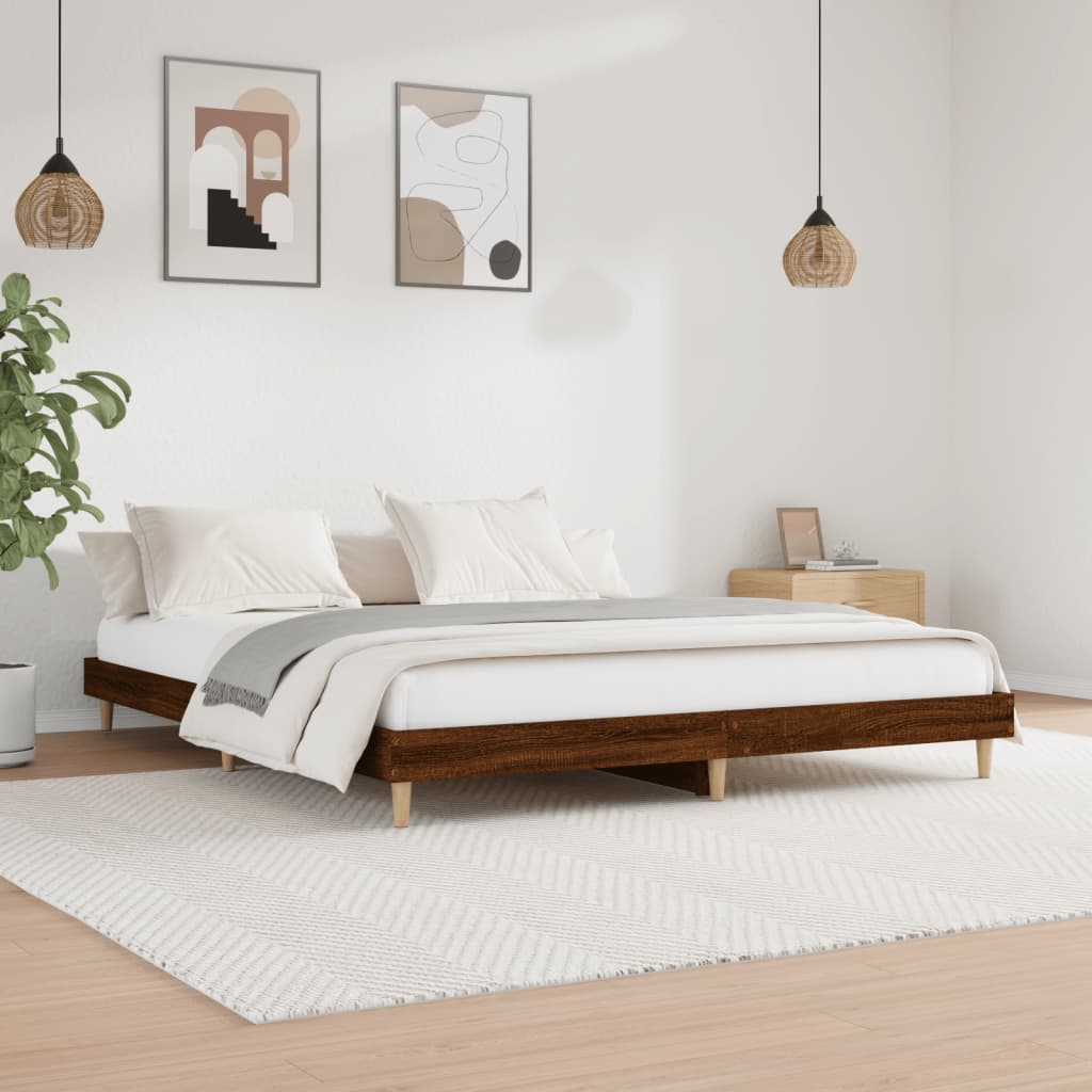 Bed Frame Brown Oak 120x200 cm Engineered Wood - All Things Good