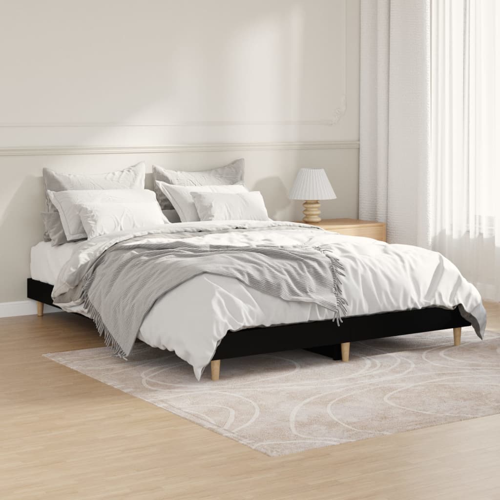 Bed Frame Black 140x190 cm Engineered Wood - Style and Chic