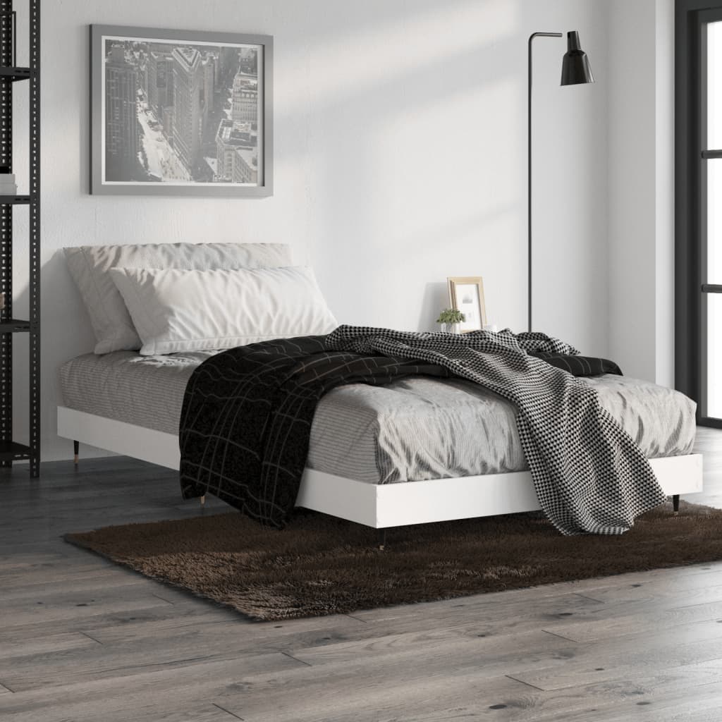 Bed Frame White 90x200 cm Engineered Wood - Merkel Designers