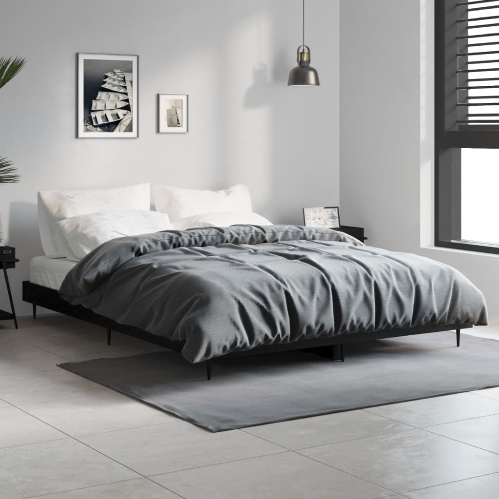 Bed Frame Black 140x190 cm Engineered Wood - Style and Chic
