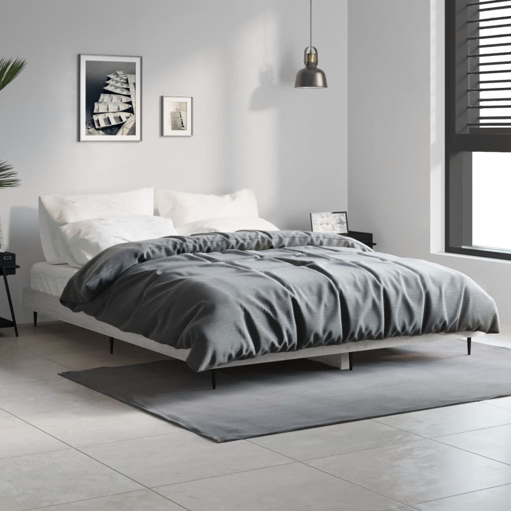 Bed Frame Grey Sonoma 135x190 cm Double Engineered Wood - Millennium Furniture