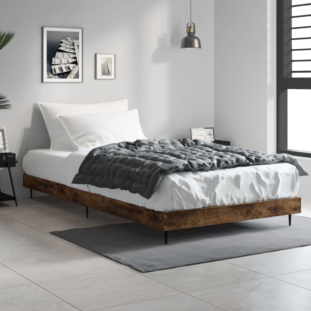 Bed Frame Smoked Oak 90x190 cm 3FT Single Engineered Wood - Tyrell & Tyrell